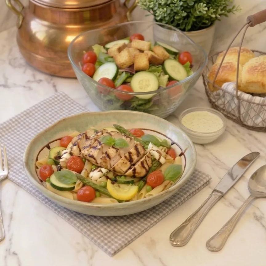 Wednesday Apr 1 - Chicken Caprese Pasta Primavera (Spring Veggie Medley)